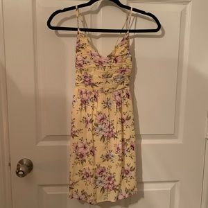 Cross cross straps mini floral print dress